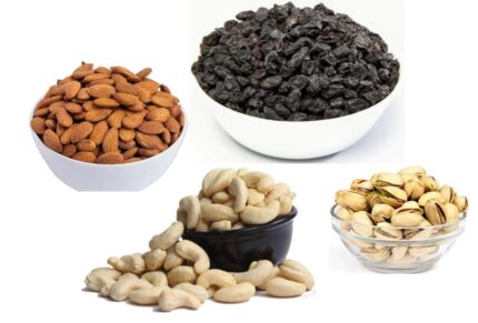 Nuts Combo offer 4 (Cashew, Almond, Black Raisins, Pistha rosted  - 100 Gram each)