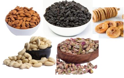 Nuts Combo offer 6 (Cashew, Almond, Black Raisins, Dry Fig, Plain pistha – 100 Gram each)