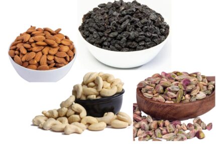 Nuts Combo offer 5 (Cashew, Almond, Black Raisins, Plain Pistha – 100 Gram each)